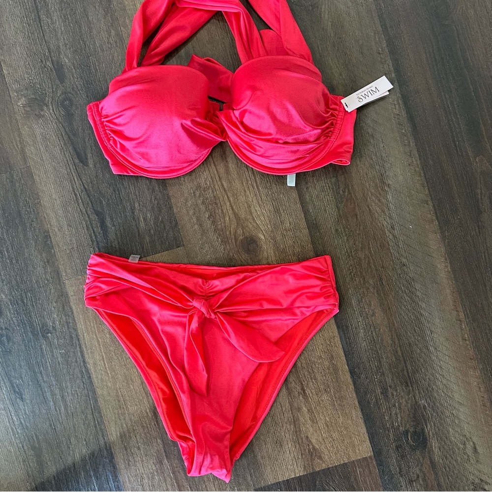 Victorias Secret Vibrant Red Bikini Set 38D Top Medium bottom